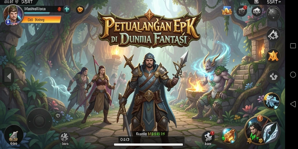 Screenshot utama game 55RT menampilkan aksi pertarungan RPG yang mendebarkan.
