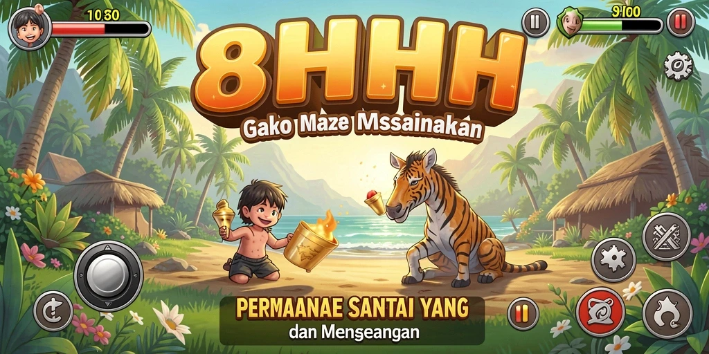 Tampilan gameplay seru dari 8HHH dengan karakter lucu.