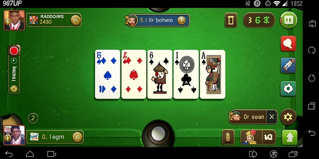 Screenshot utama 987UP menampilkan aksi seru permainan Domino.