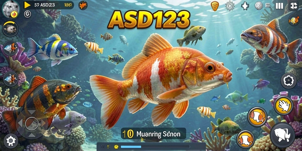 Tampilan gameplay seru saat menembak ikan di ASD123.