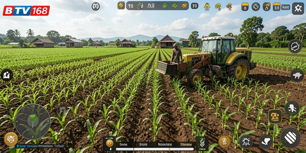 Tampilan gameplay BTV168 dengan suasana pertanian yang menawan.