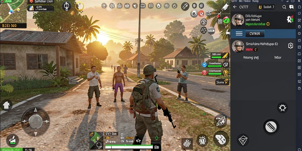 Tangkapan layar dari gameplay menarik dalam CV777 menunjukkan interaksi karakter.