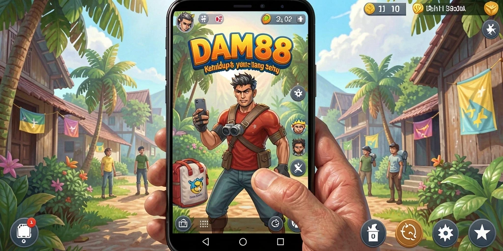 Screenshot utama dari gameplay <strong>DAM88</strong> yang menunjukkan interaksi karakter.