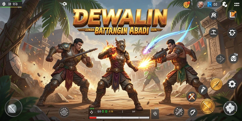 Screenshot gameplay DEWALIN yang mendebarkan di arena Battle Royale.
