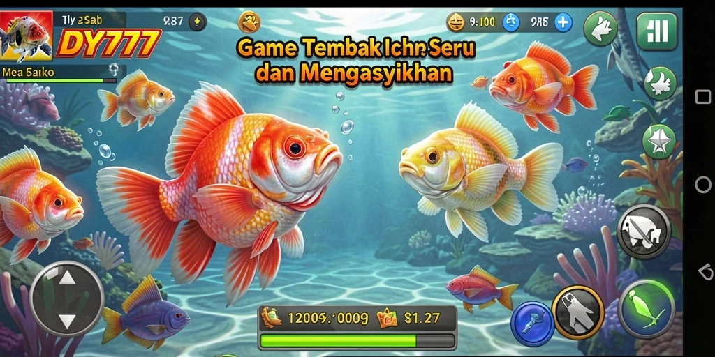 Tampilan gameplay seru di DY777 dengan grafis ikan yang memukau.