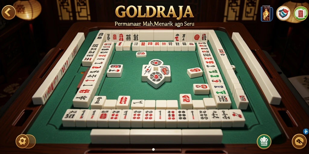Tampilan gameplay seru dalam GOLDRAJA yang menampilkan permainan Mahjong.