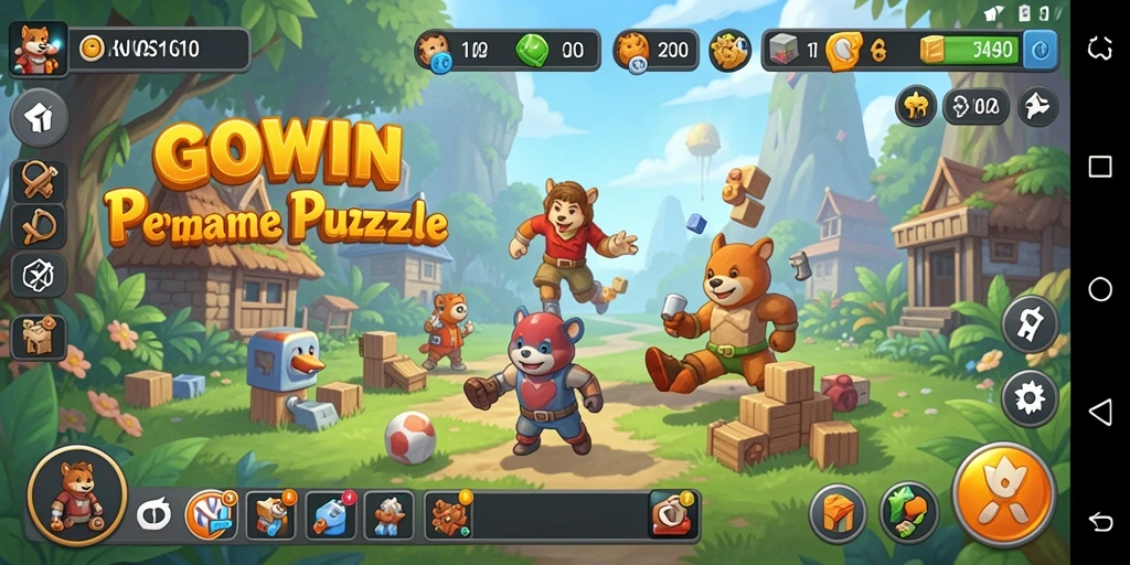 Tangkapan layar GOWIN menampilkan gameplay puzzle yang menantang dan menarik.