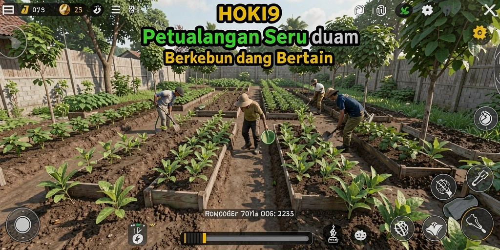Screenshot utama HOKI9 menampilkan gameplay seru bertani dan berkebun.