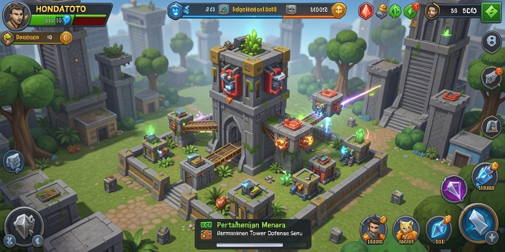 Tampilan gameplay HONDATOTO yang intens dan menegangkan dalam mode Tower Defense.