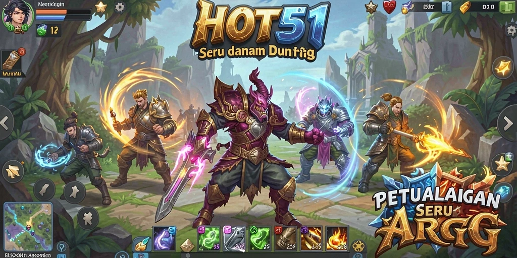 Gameplay seru di dunia fantasi HOT51 yang penuh aksi.
