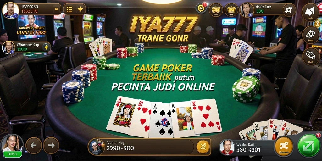 Screenshot IYA777 menunjukkan gameplay Poker yang seru dan mendebarkan.
