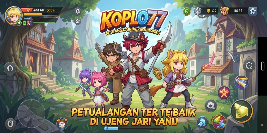 Screenshot gameplay KOPLO77 menampilkan karakter Anime yang ikonik.