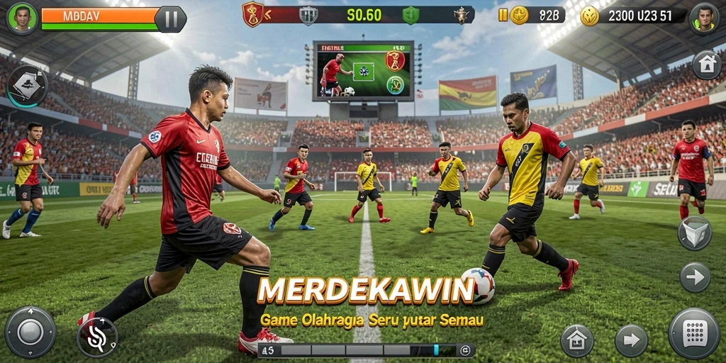 Tampilkan gameplay seru dari game olahraga MERDEKAWIN.