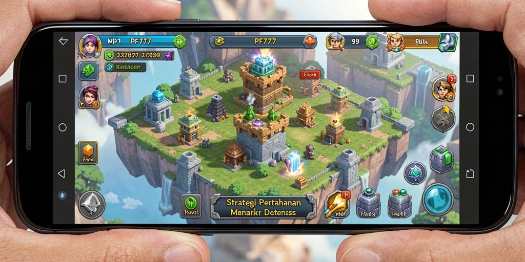 Tampilan menara dan musuh dalam gameplay PF777 yang mendebarkan.