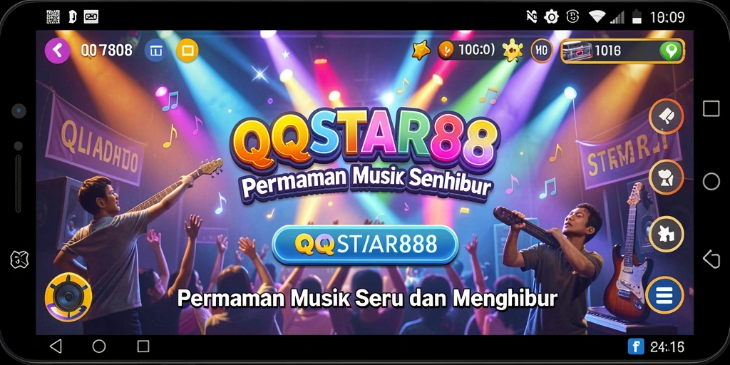 Screenshot gameplay QQSTAR88 yang menampilkan keseruan bernyanyi.