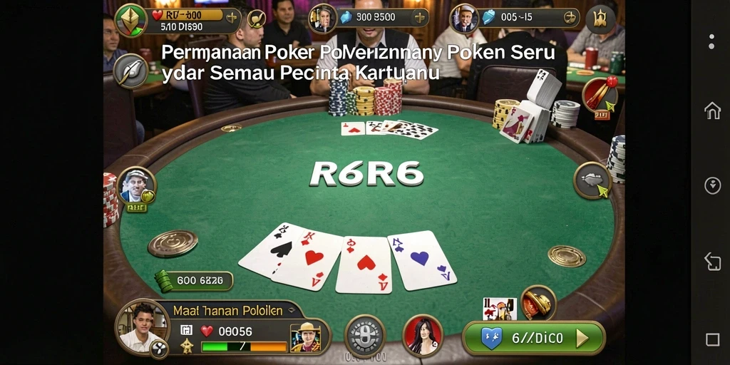 Screenshot R6R6 menampilkan aksi seru permainan Poker.
