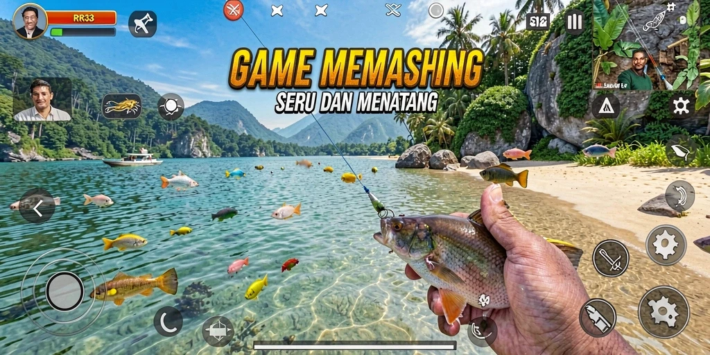 Tampilan gameplay RR33 dengan aksi memancing yang mengasyikkan.
