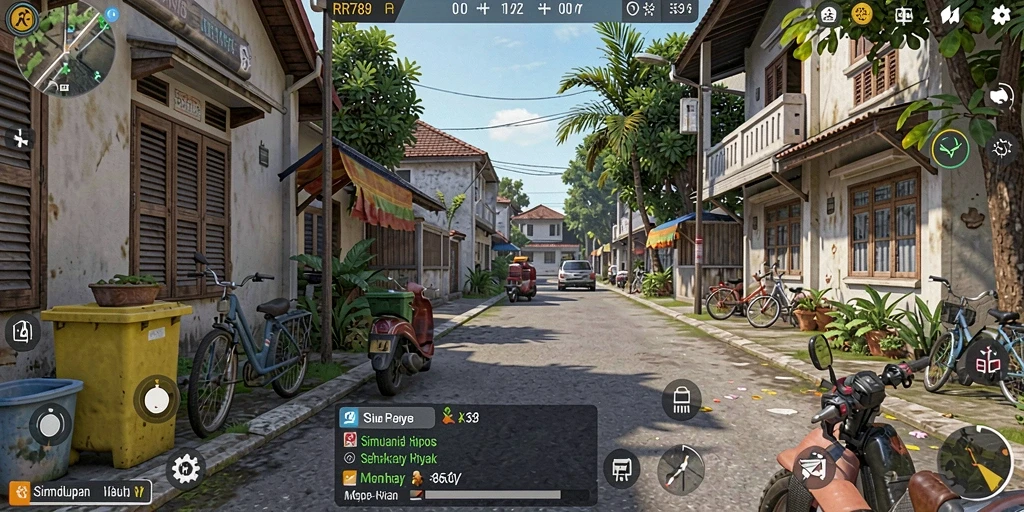 Tampilan gameplay RR789 yang menampilkan interaksi antara karakter.