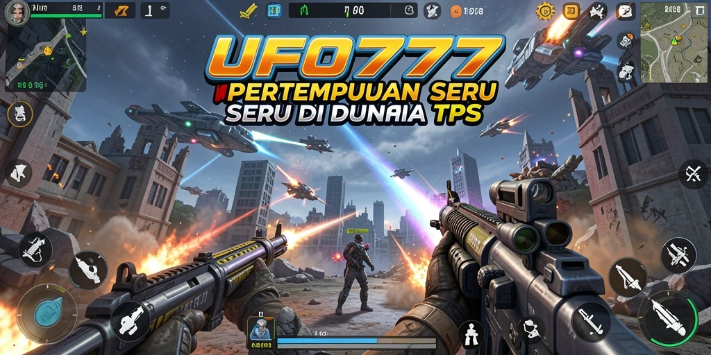 Menampilkan aksi seru dari gameplay TPS UFO777.