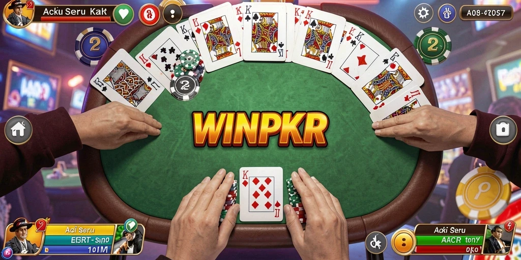 Screenshot menunjukkan aksi mendebarkan dari game WINPKR.