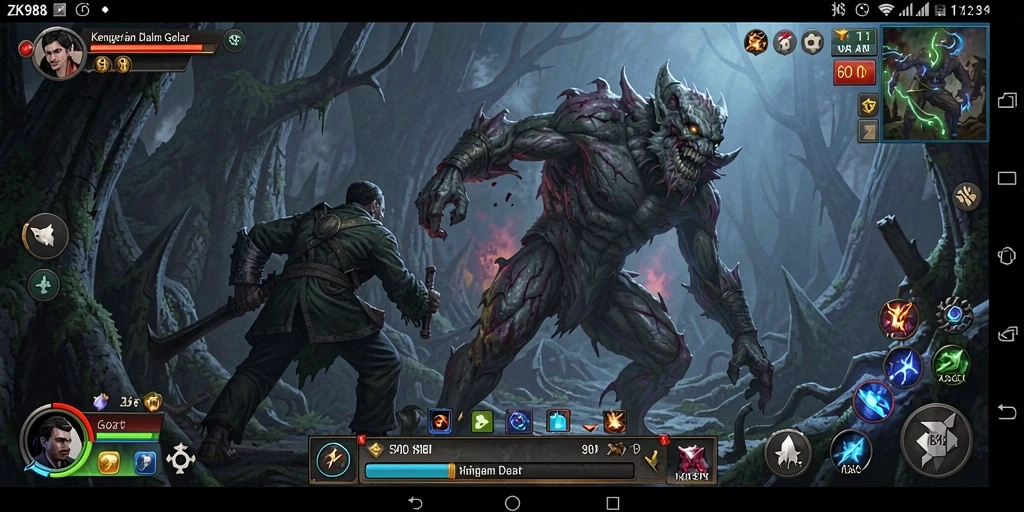 Tangkapan layar ZK988 menampilkan gameplay menyeramkan dengan suasana gelap.